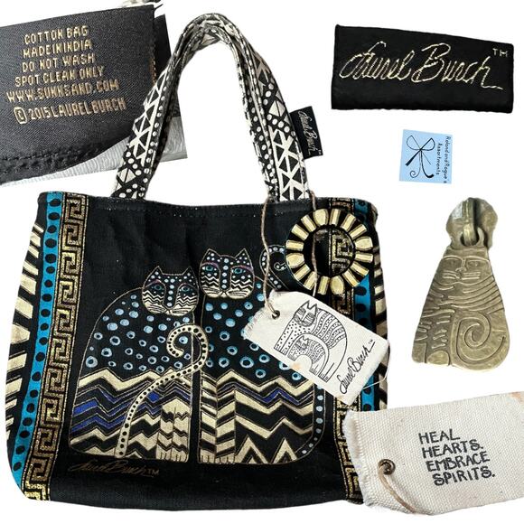 Laurel Burch 2015 Double Sided Cat Mini Tote Purse - Picture 1 of 8